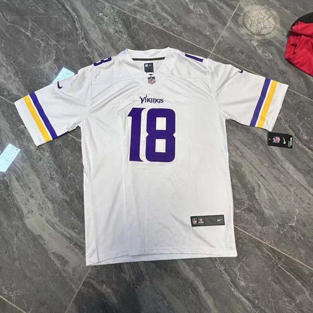 White Vikings Football Jersey 18# Jefferson Jersey NFL